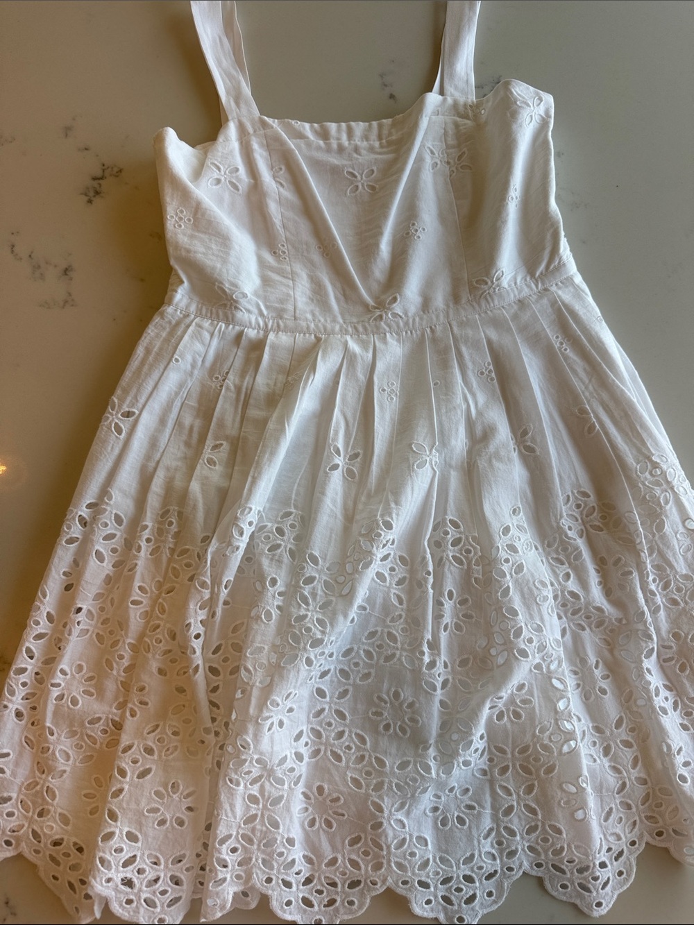 NWT LOFT White Scallop Hem Eyelet Sundress